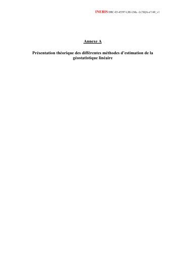 Méthodes d'estimation de la géostatistique linéaire - LCSQA