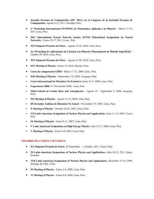 Peru: CV del Dr. Solano - Lab. de Com. Distribuida, Altas Energias y ...