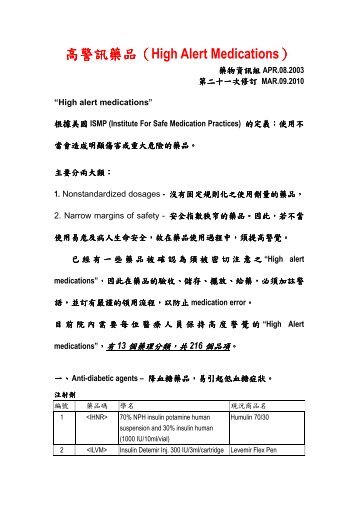 High Alert Medications MAR.09.2010