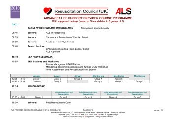 30 candidates - Resuscitation Council (UK)
