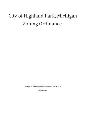 City of Highland Park, Michigan Zoning Ordinance