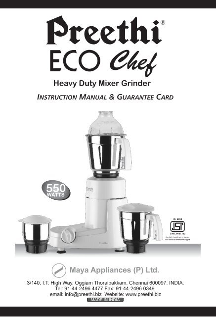 Preethi eco chef mixer grinder best sale