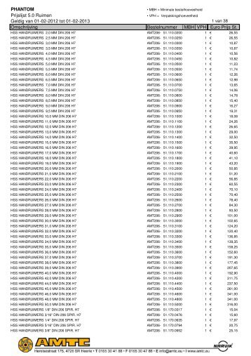 PHANTOM Prijslijst 5.0 Ruimen Geldig van 01-02-2012 ... - A.M.T.C.