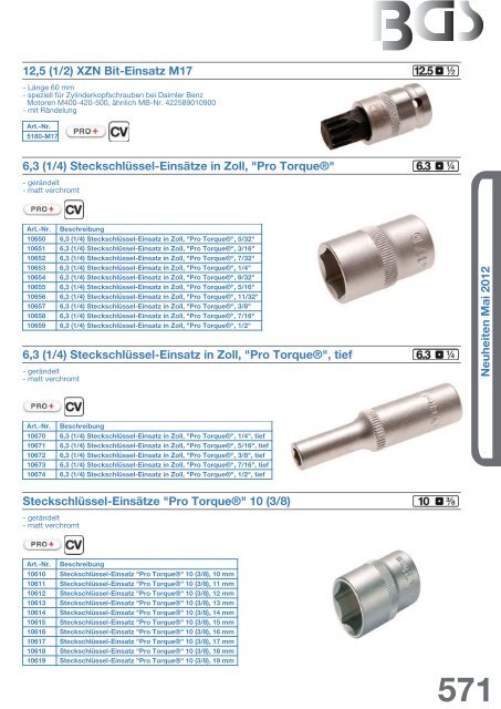 tief in Zollgr 6,3 1//4/" BGS 10670 Steckschlüssel-Einsatz 1//4 Pro Torque®