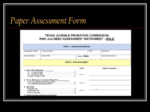 The Risk And Needs Assessment Tool - Texas Juvenile Justice ...