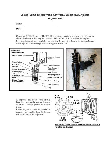 Celect (Cummins Electronic Control) & Celect Plus Injector Adjustment