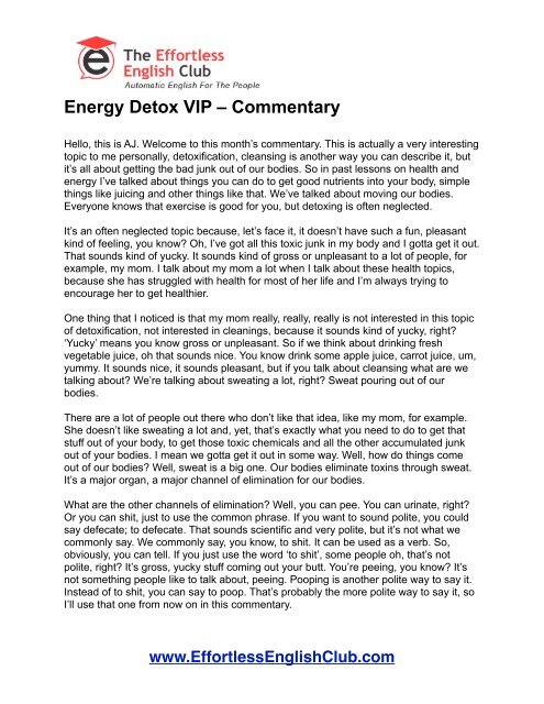 Energy Detox VIP â Audio - Effortless English