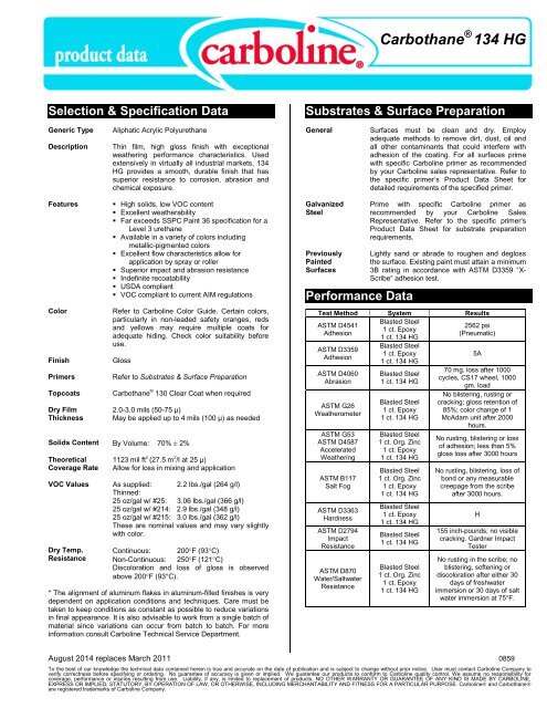 Carboline Carboguard 890 Color Chart