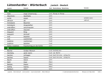 Lützenhardter - Wörterbuch Jenisch - Deutsch