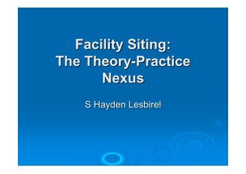 Facility Siting: The Theory-Practice Nexus