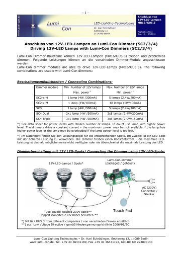 - 1 â€“ Anschluss von 12V-LED-Lampen an Lumi-Con Dimmer (SC2/3 ...