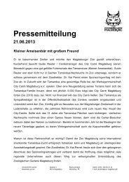 Pressemitteilung vom 21.06.2013 - Zoo Magdeburg