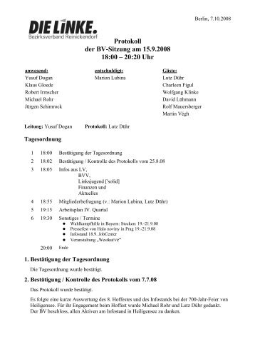 Protokoll der BV-Sitzung vom 15.9.2008 (pdf) - Reinickendorf