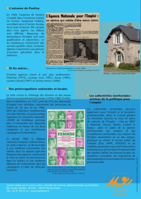 1967 - 2007 L'ANPE a 40 ans - Conseil gÃ©nÃ©ral du Morbihan