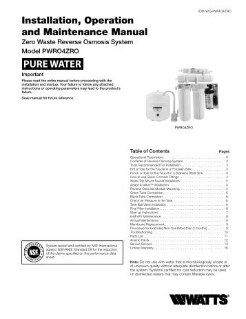 PURE WATER - Watts Water Technologies, Inc.