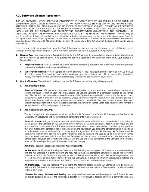 ACL Software License Agreement - Acl.com