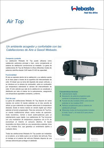 Especificaciones tÃ©cnicas de Air Top - Webasto