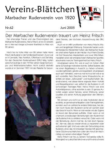 Vereins-Blättchen - Marbacher Ruderverein eV