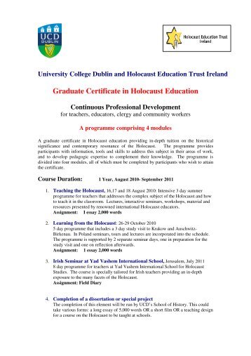 Graduate Certificate in Holocaust Education