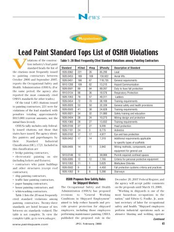 Lead Paint Standard Tops List of OSHA Violations - PaintSquare