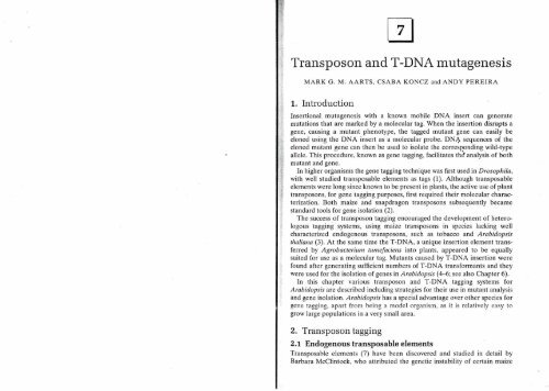 1 Transposon and T-DNA mutagenesis