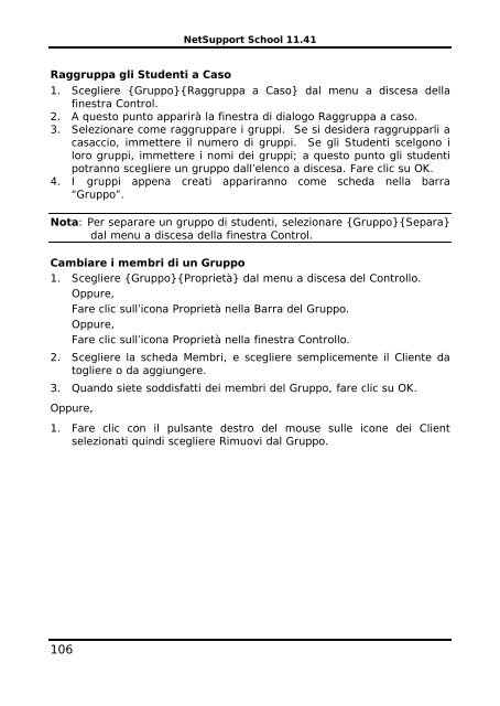 COPYRIGHT del manuale (C) 2003 NetSupport Limited