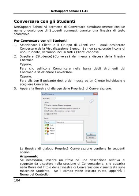 COPYRIGHT del manuale (C) 2003 NetSupport Limited