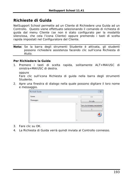 COPYRIGHT del manuale (C) 2003 NetSupport Limited