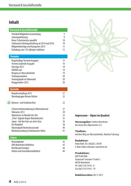 Mit der neuen Namens- und Funktionsliste 2013 zum Herausnehmen