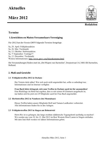 Aktuelles März 2012 - Maß und Gewicht, Verein für Metrologie e.V.