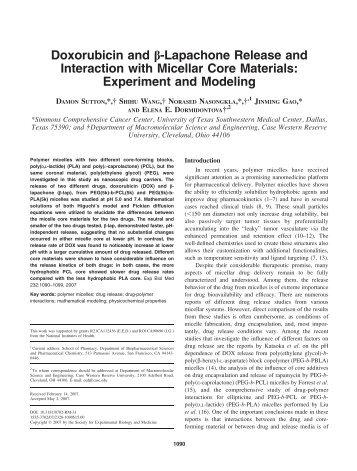 Doxorubicin and b-Lapachone Release and ... - UT Southwestern