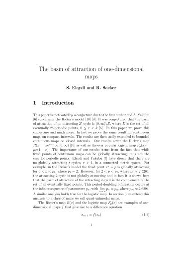 The basin of attraction of one-dimensional maps - Trinity University