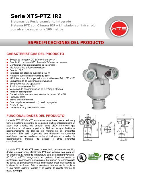 especificaciones del producto - XTS Corp