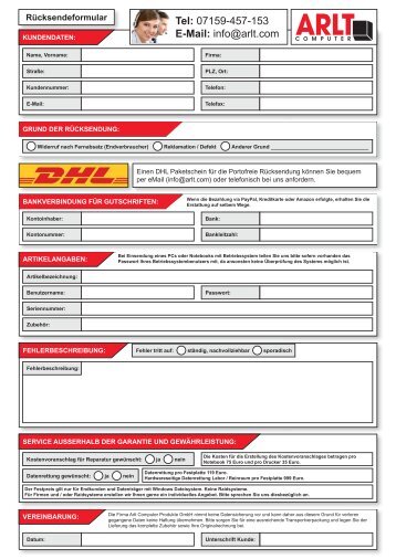 Rücksendeformular - ARLT Computer