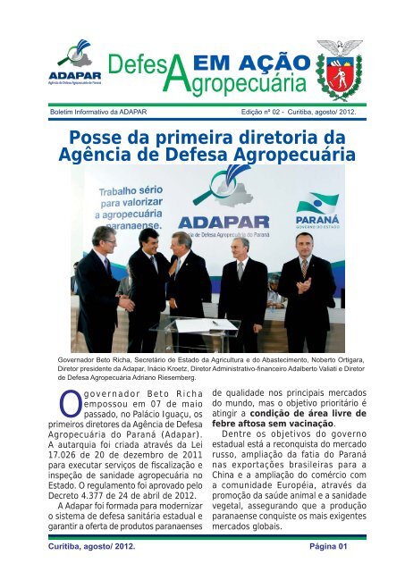 boletim informativo ADAPAR ago 2012.indd - Agência de Defesa ...