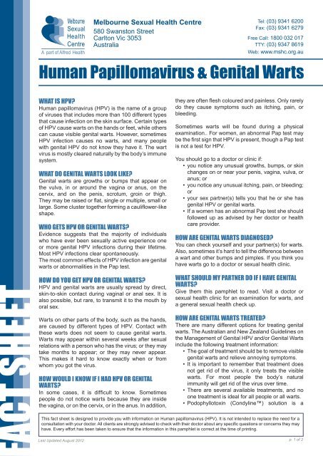 Human Papillomavirus & Genital Warts - Melbourne Sexual Health ...