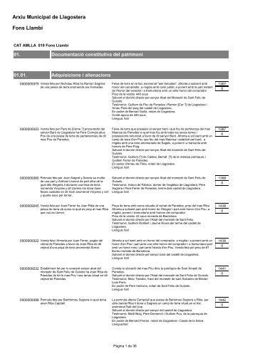 AccÃ©s a inventari - Arxiu Municipal de Llagostera