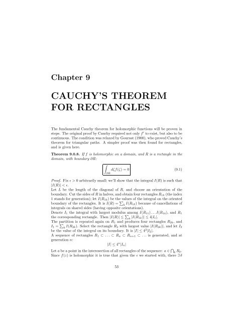 CAUCHY'S THEOREM FOR RECTANGLES