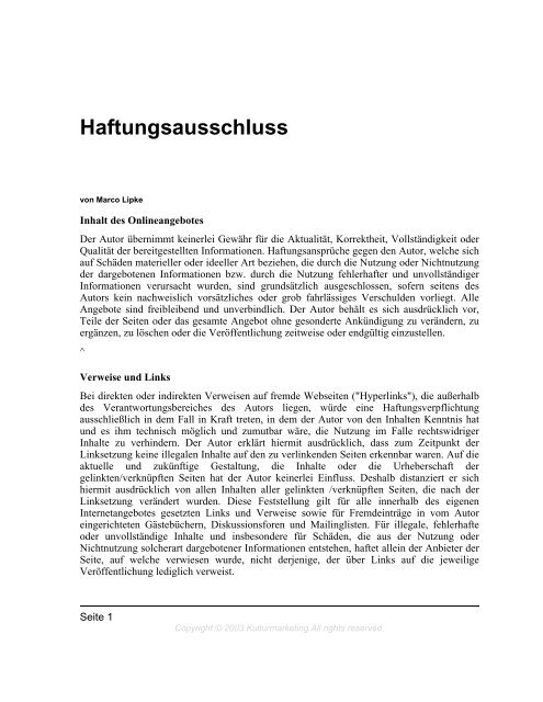 Haftungsausschluss