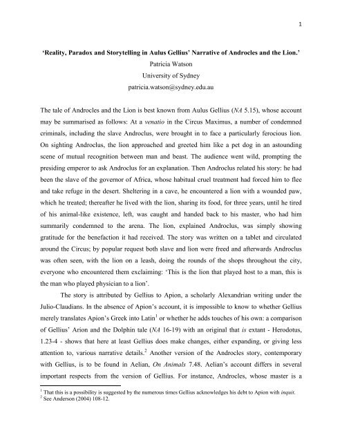 'Reality, Paradox and Storytelling in Aulus Gellius' Narrative of ...