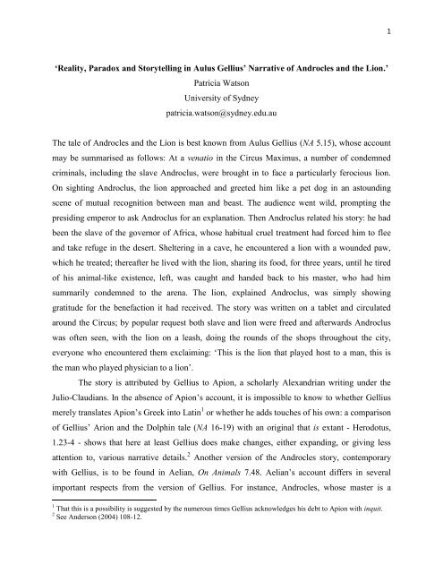 Reality Paradox And Storytelling In Aulus Gellius Narrative Of
