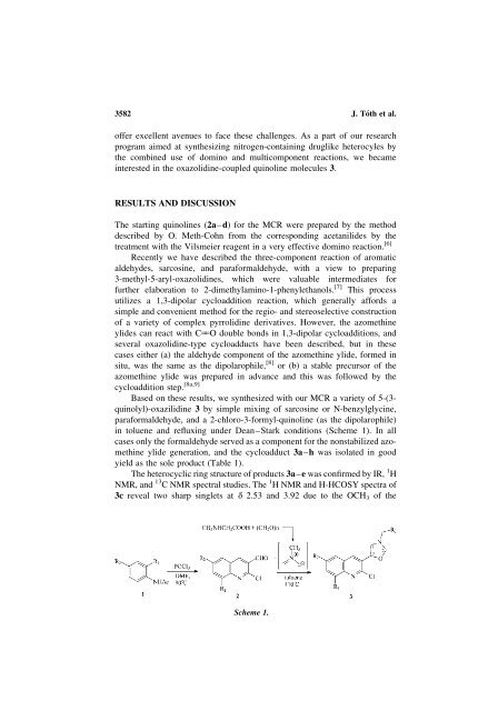 Synthesis of New Quinoline Derivatives