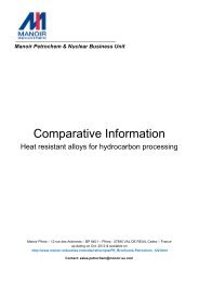 Comparative Information - Manoir Industries