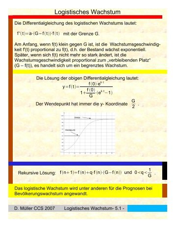 Logistisches Wachstum - Goethe Oberschule