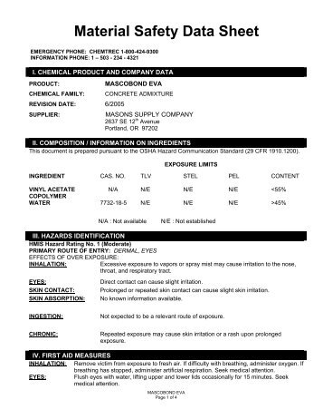 MASCOBOND EVA-MSDS.pdf - masco.net