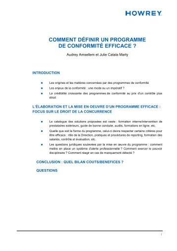 comment dÃ©finir un programme de conformitÃ© efficace - AFJE