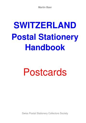 SWITZERLAND Postal Stationery Handbook - PK Handbuch Nachtrag