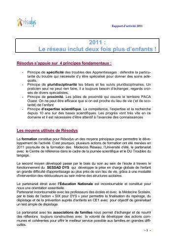 Rapport d'activitÃ© RÃ©sodys 2011 - RÃ©sodys - Colloque - Resodys