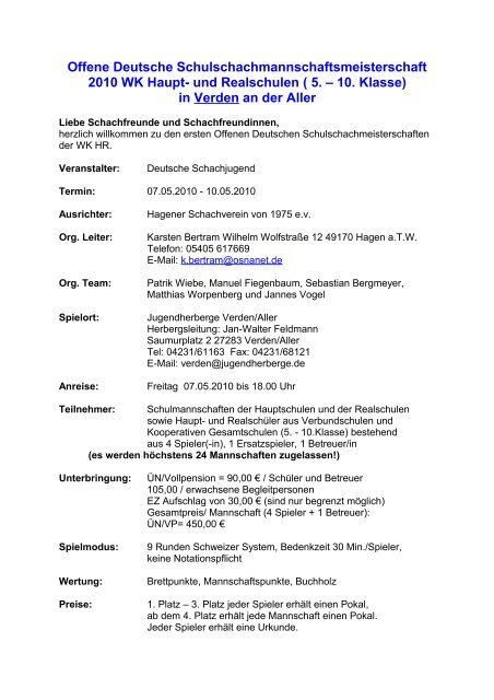Ausschreibung DSM WK.. - Schulschach in Bayern