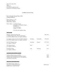 Dr. Ross' CV - Orthopaedic Surgery - University of California, Irvine